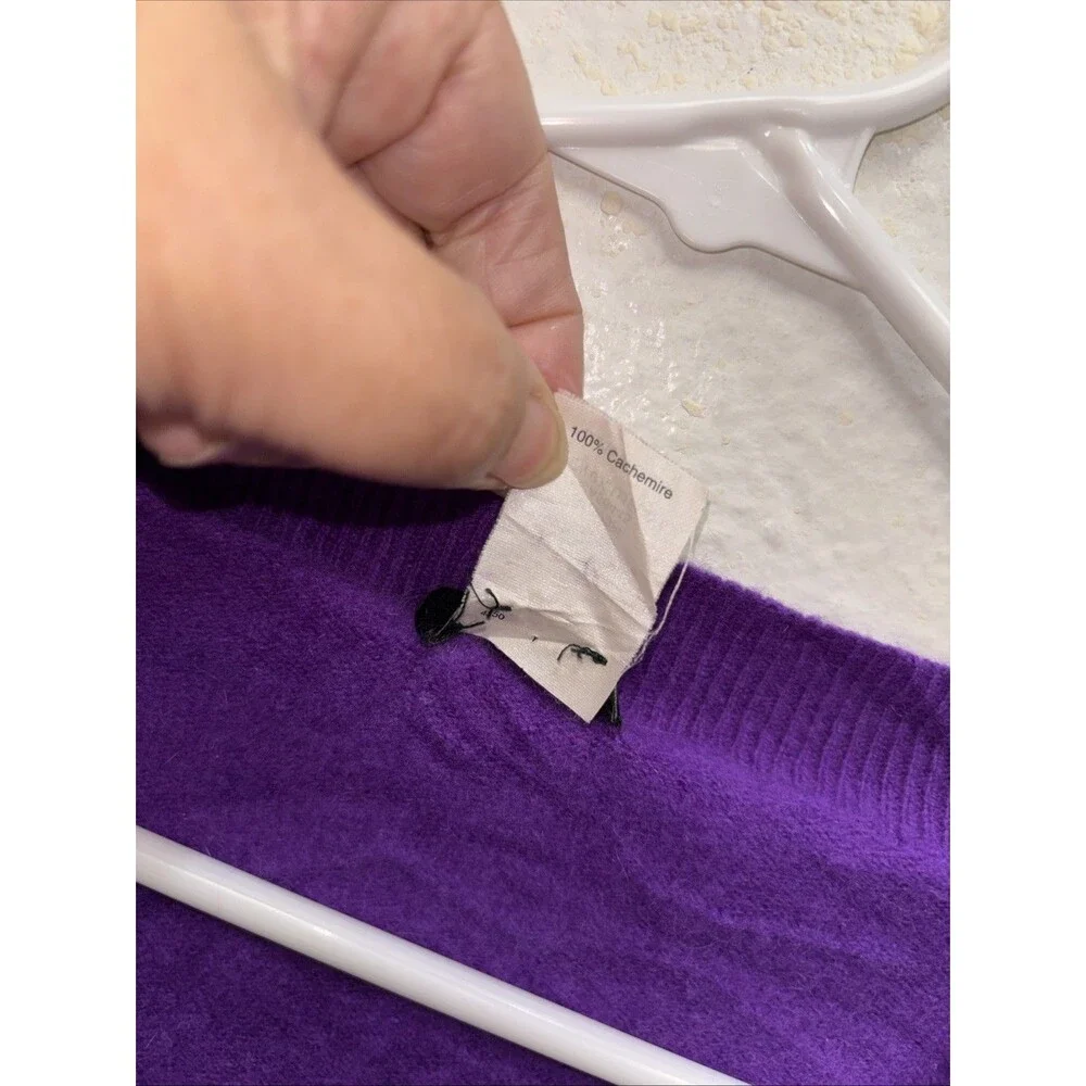 J.Crew Purple Cashmere V Neck Sweater Pullover Lightweight Long Sleeve M